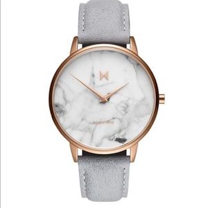 MVMT Beverly marble gray leather strap watch 38mm